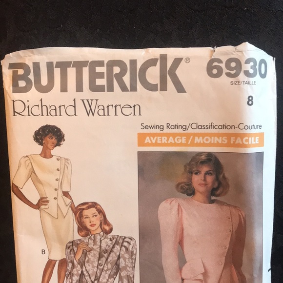 Butterick 6930 size 8 Richard Warren design 1988 - Picture 2 of 6